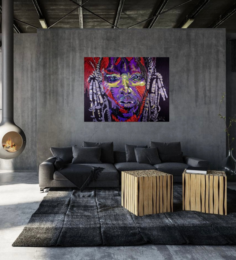 The Warrior (Textured Paper Art in a Glass Frame)