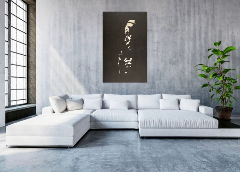 The Blues Singer (Textured Paper Art in a Glass Frame)