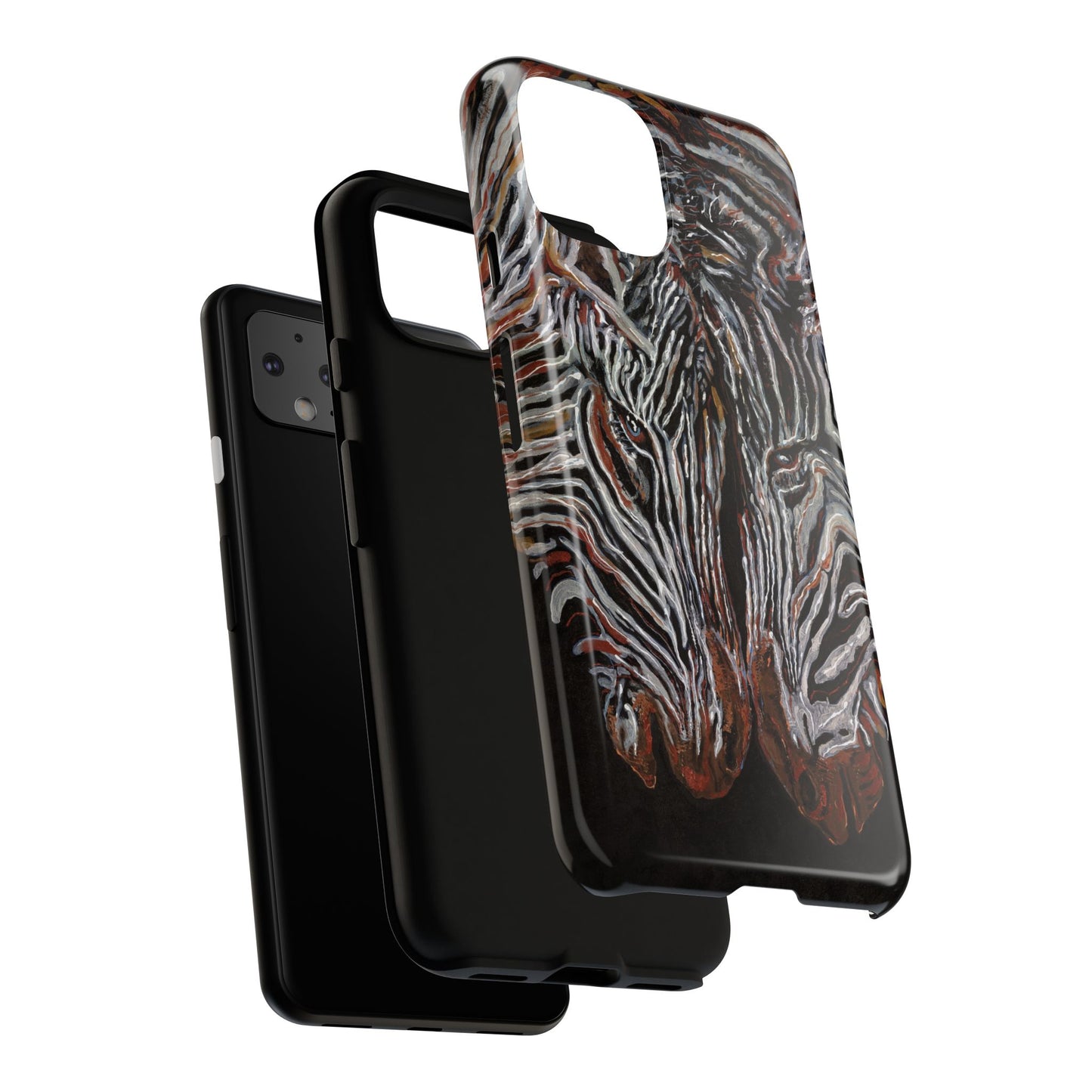 Artistic Zebra Phone Case Twin Zebra Image- Tough Protection for Wildlife Lovers