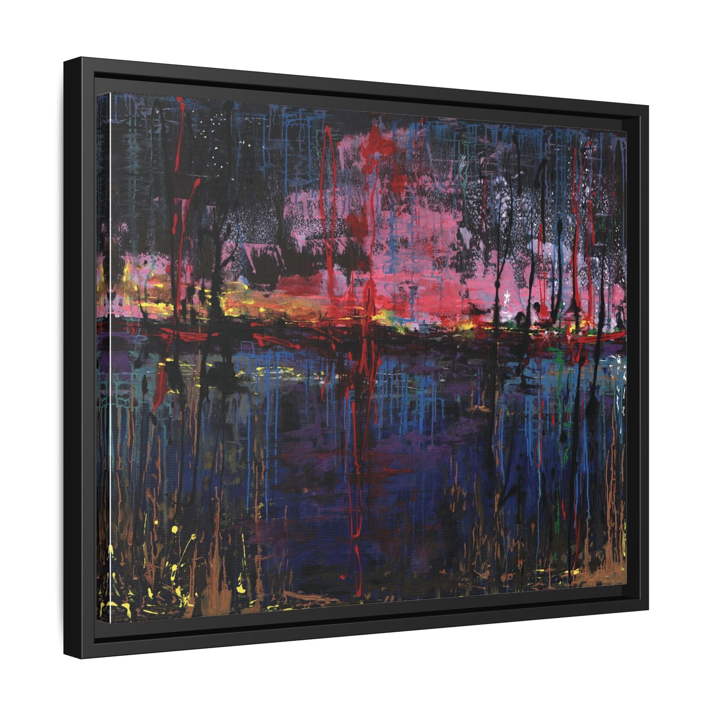Abstract Sunset Landscape Matte Canvas Framed Art