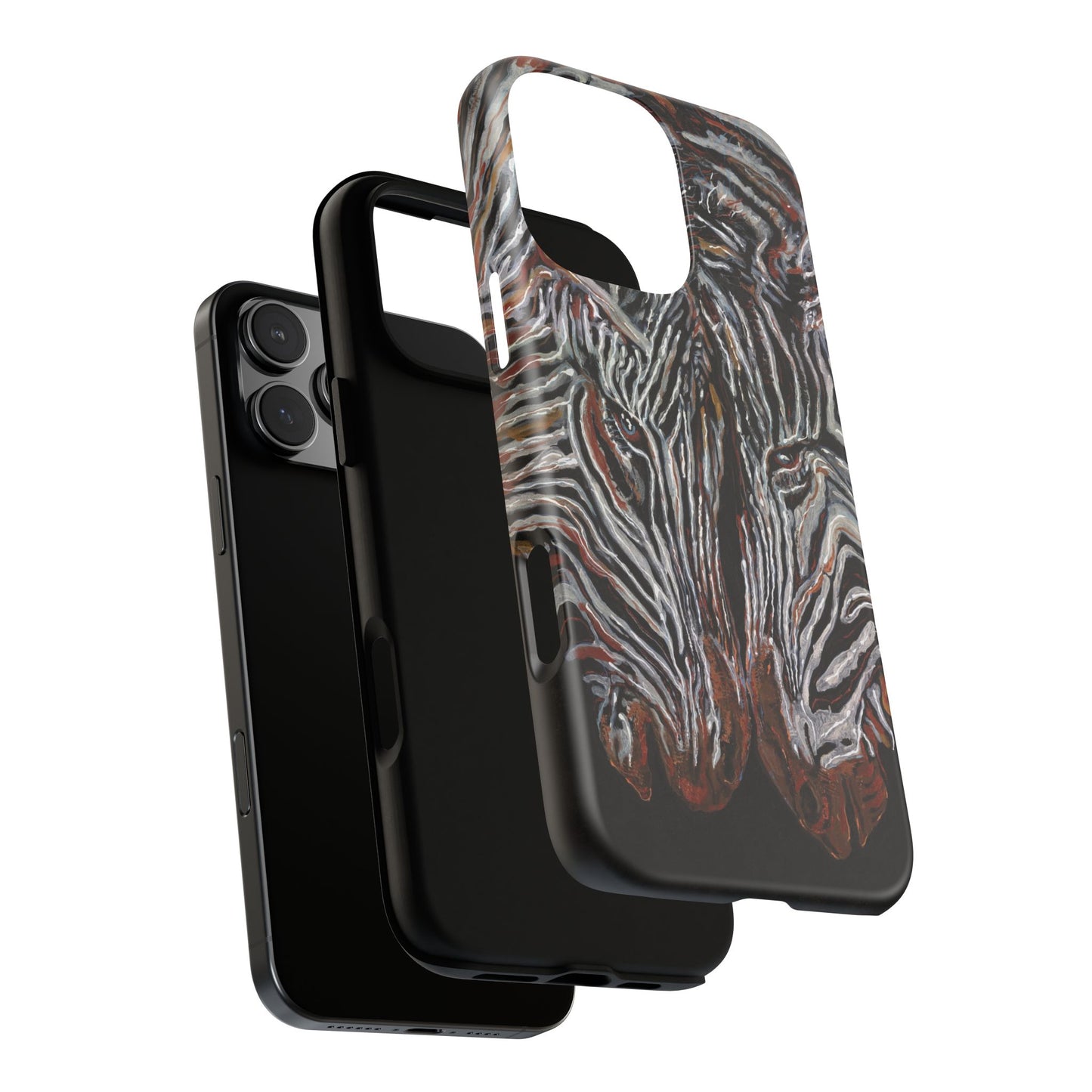 Artistic Zebra Phone Case Twin Zebra Image- Tough Protection for Wildlife Lovers