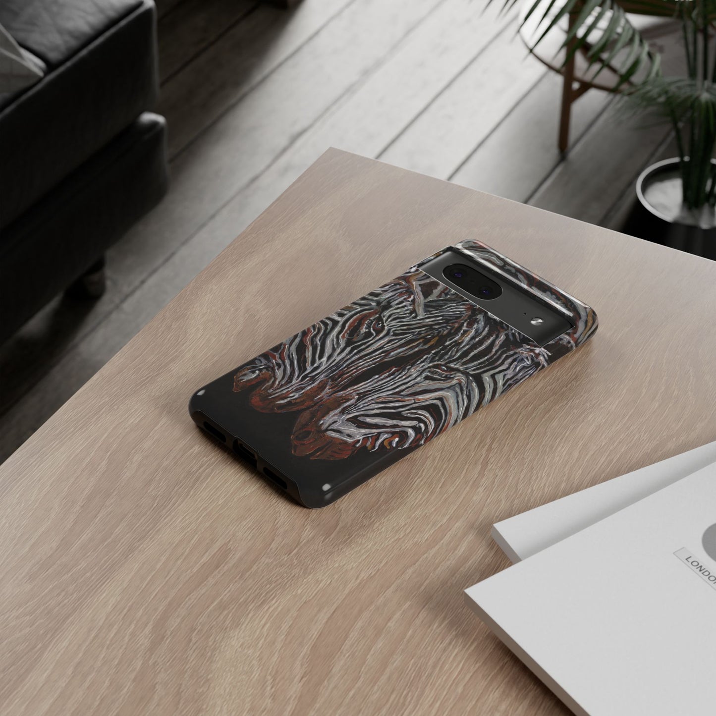 Artistic Zebra Phone Case Twin Zebra Image- Tough Protection for Wildlife Lovers