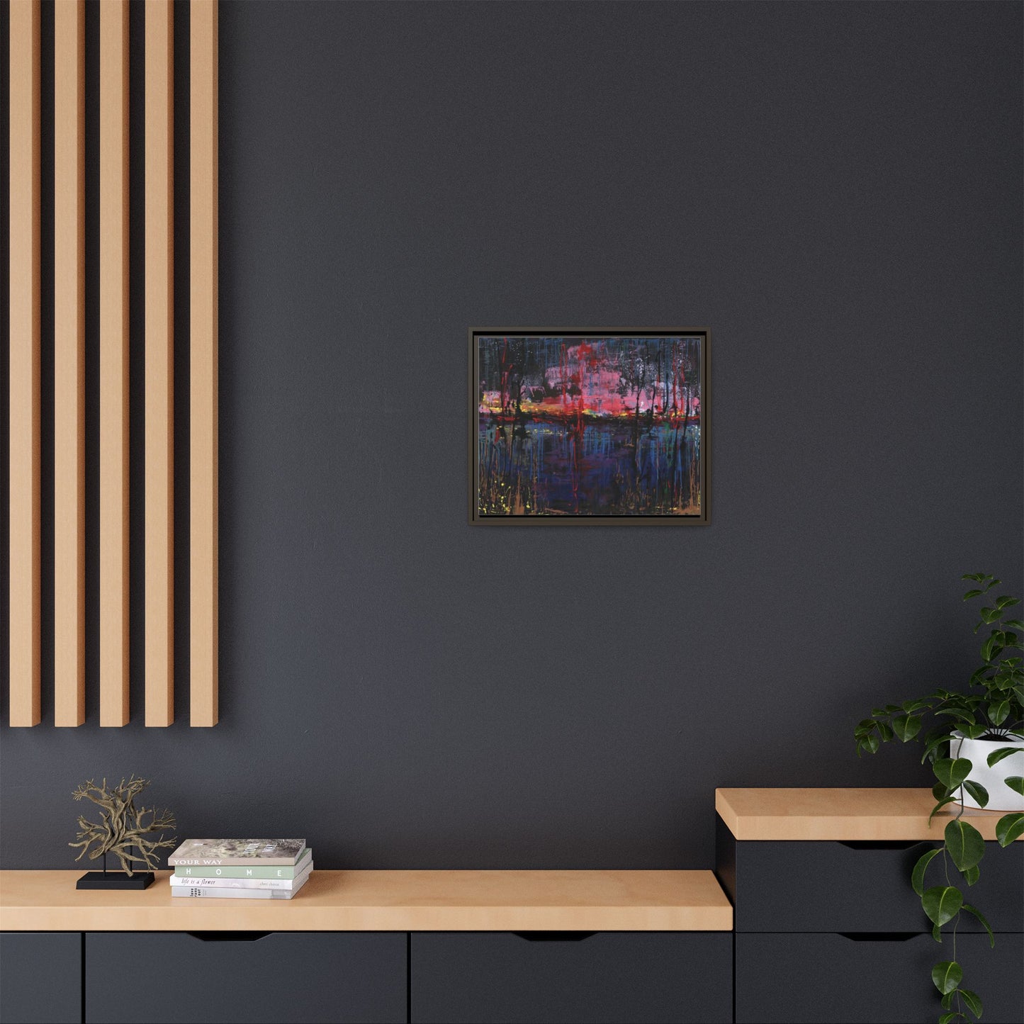 Abstract Sunset Landscape Matte Canvas Framed Art