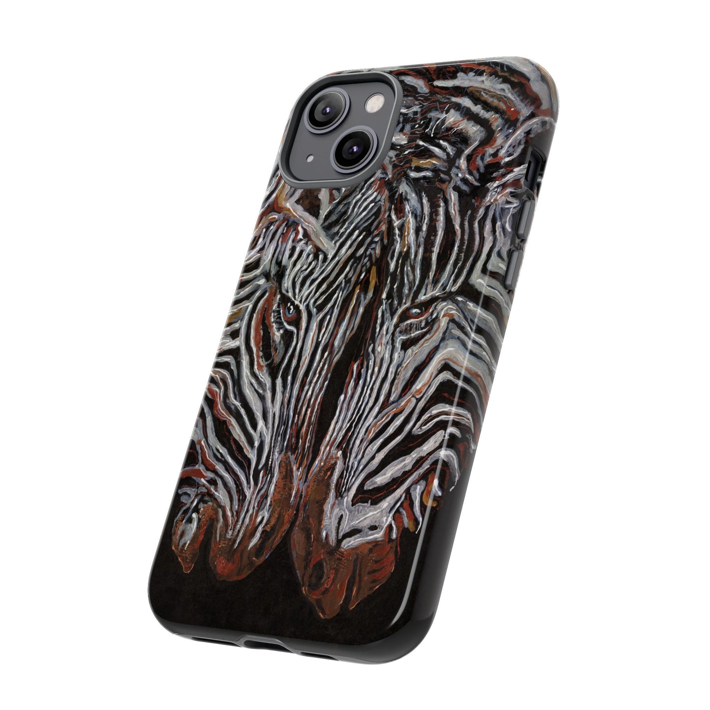 Artistic Zebra Phone Case Twin Zebra Image- Tough Protection for Wildlife Lovers