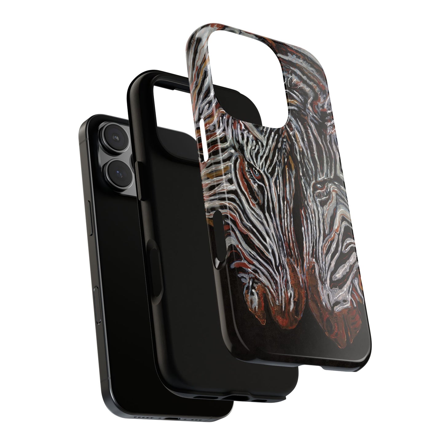 Artistic Zebra Phone Case Twin Zebra Image- Tough Protection for Wildlife Lovers