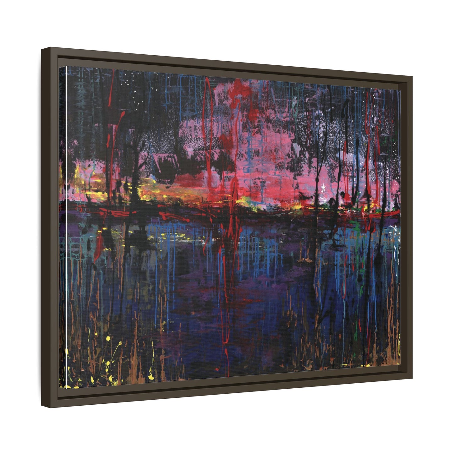 Abstract Sunset Landscape Matte Canvas Framed Art