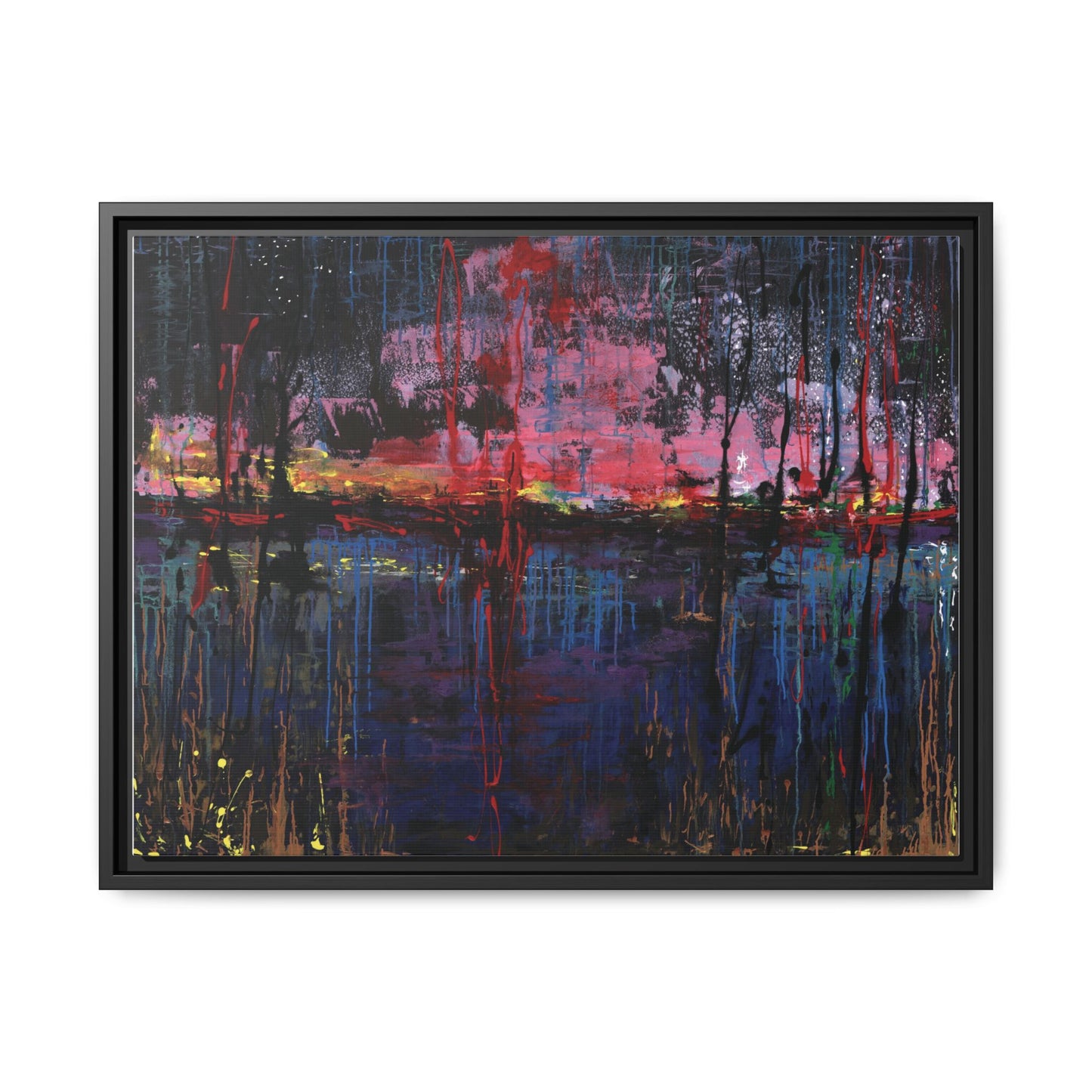 Abstract Sunset Landscape Matte Canvas Framed Art