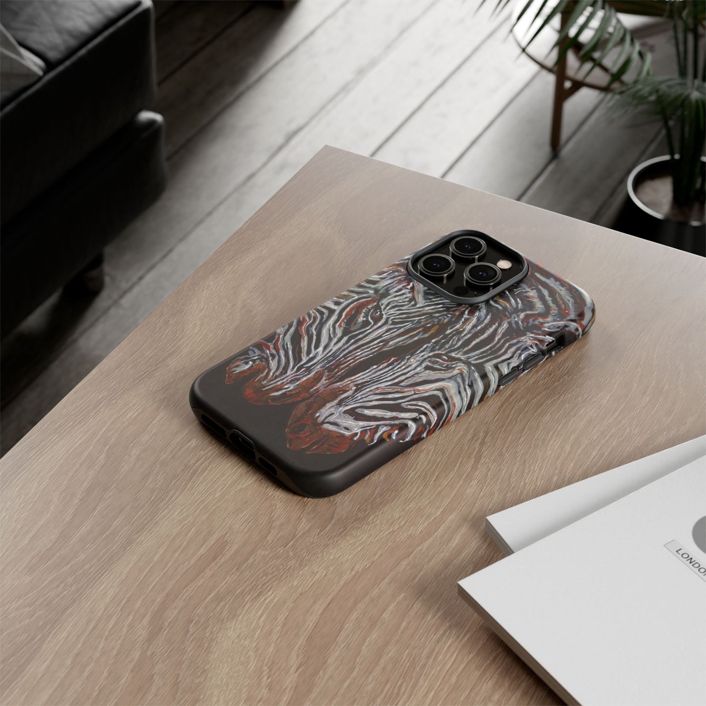 Artistic Zebra Phone Case Twin Zebra Image- Tough Protection for Wildlife Lovers