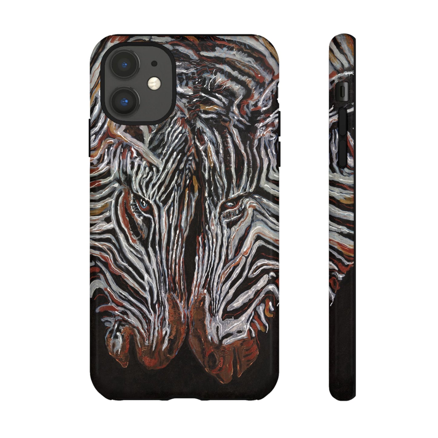 Artistic Zebra Phone Case Twin Zebra Image- Tough Protection for Wildlife Lovers