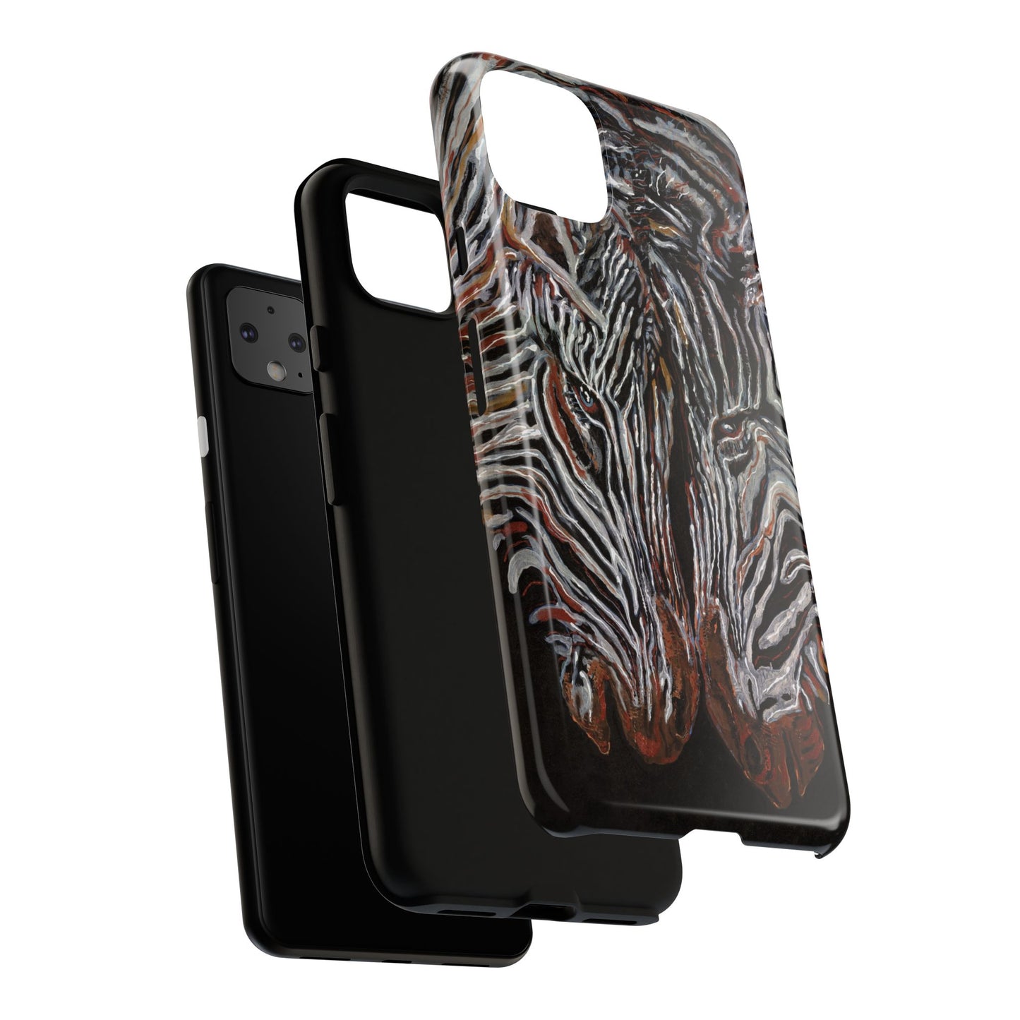 Artistic Zebra Phone Case Twin Zebra Image- Tough Protection for Wildlife Lovers