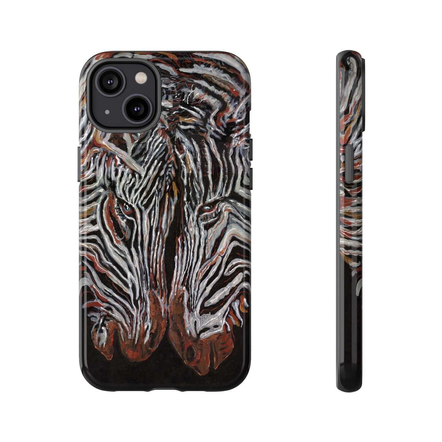 Artistic Zebra Phone Case Twin Zebra Image- Tough Protection for Wildlife Lovers