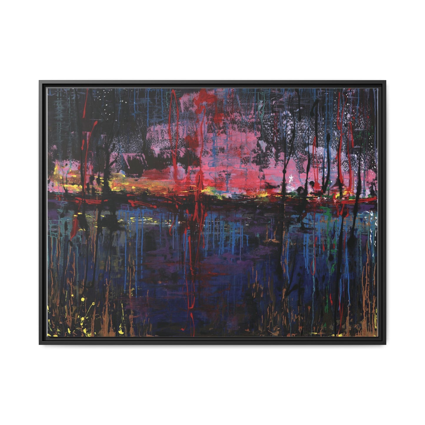 Abstract Sunset Landscape Matte Canvas Framed Art