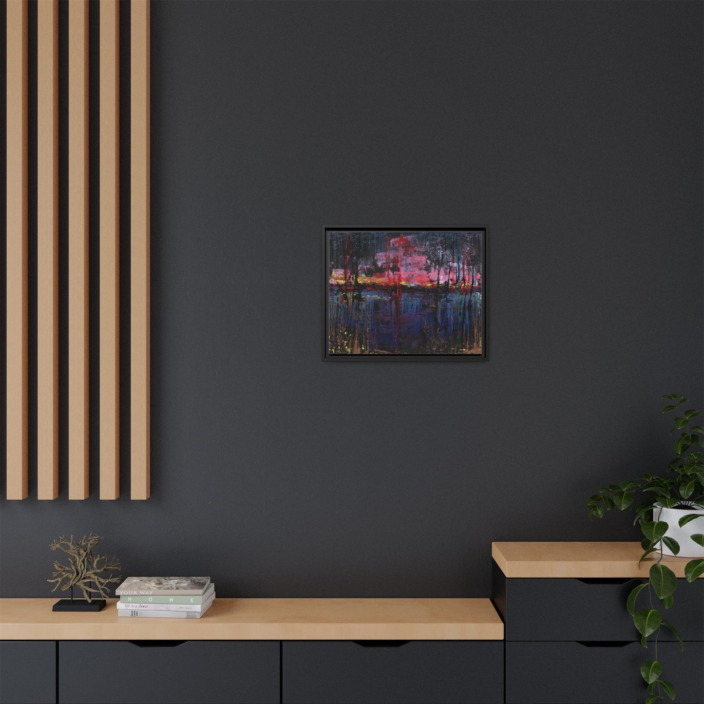 Abstract Sunset Landscape Matte Canvas Framed Art
