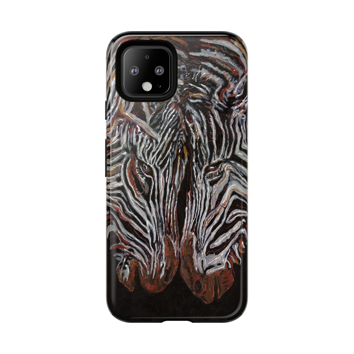 Artistic Zebra Phone Case Twin Zebra Image- Tough Protection for Wildlife Lovers