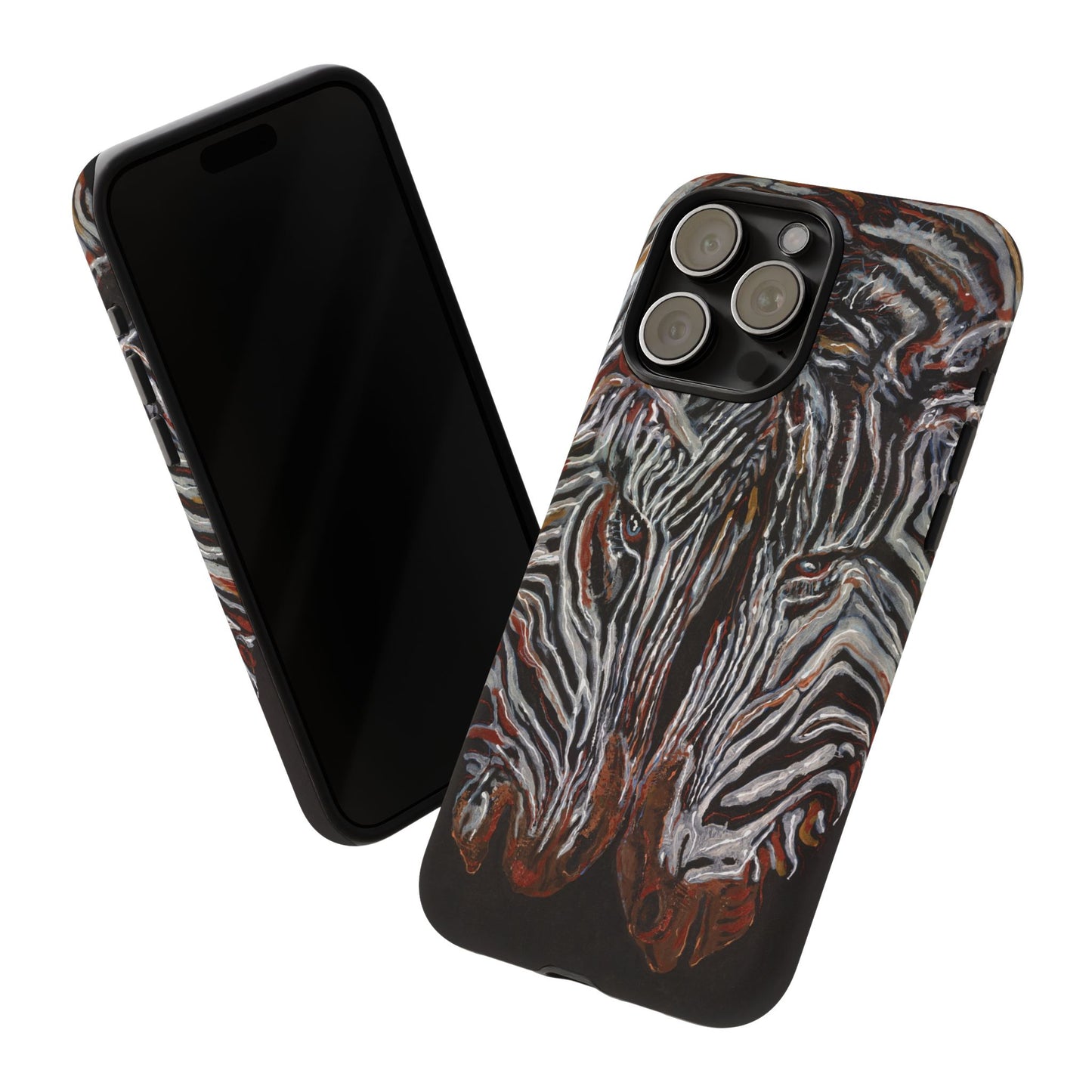 Artistic Zebra Phone Case Twin Zebra Image- Tough Protection for Wildlife Lovers