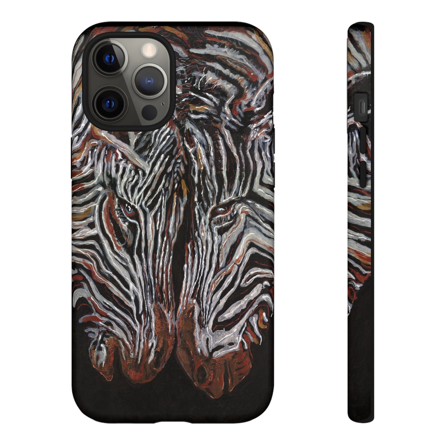 Artistic Zebra Phone Case Twin Zebra Image- Tough Protection for Wildlife Lovers