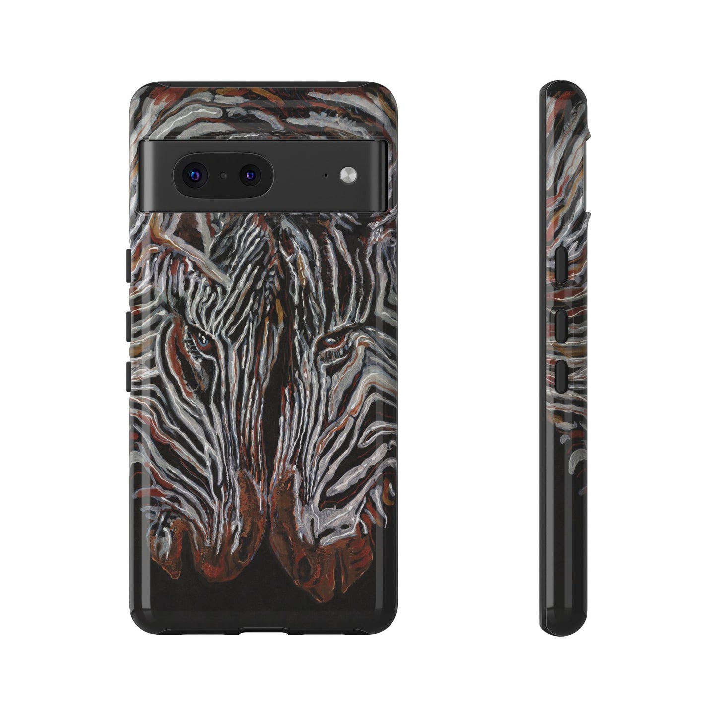 Artistic Zebra Phone Case Twin Zebra Image- Tough Protection for Wildlife Lovers