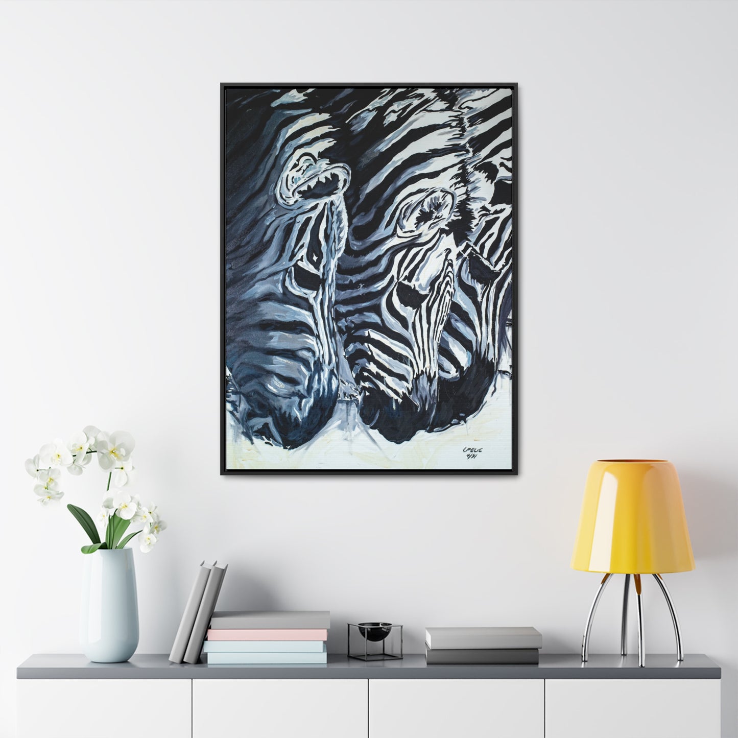The Baby Zebras - Framed Canvas Print