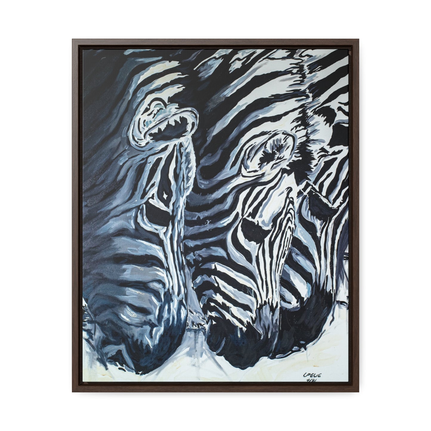 The Baby Zebras - Framed Canvas Print