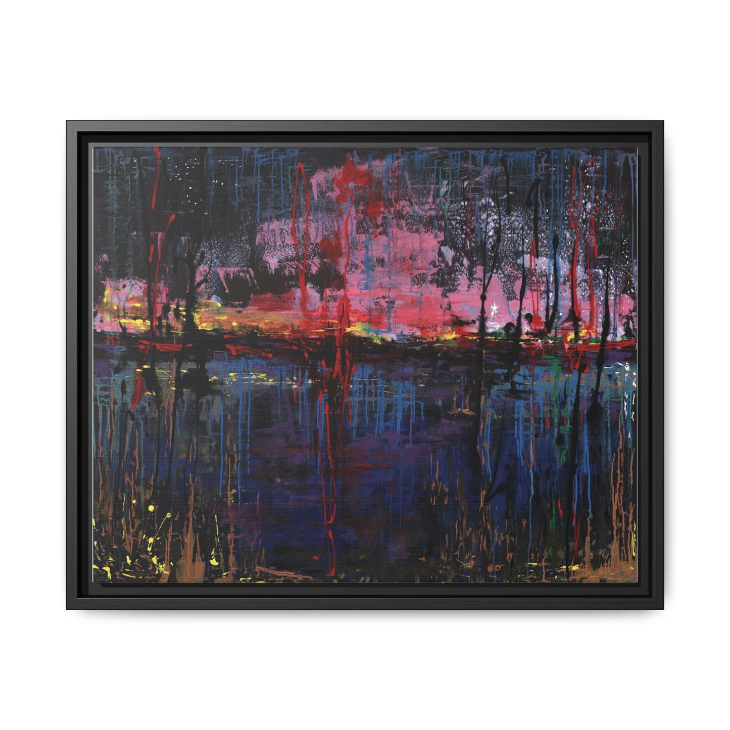 Abstract Sunset Landscape Matte Canvas Framed Art