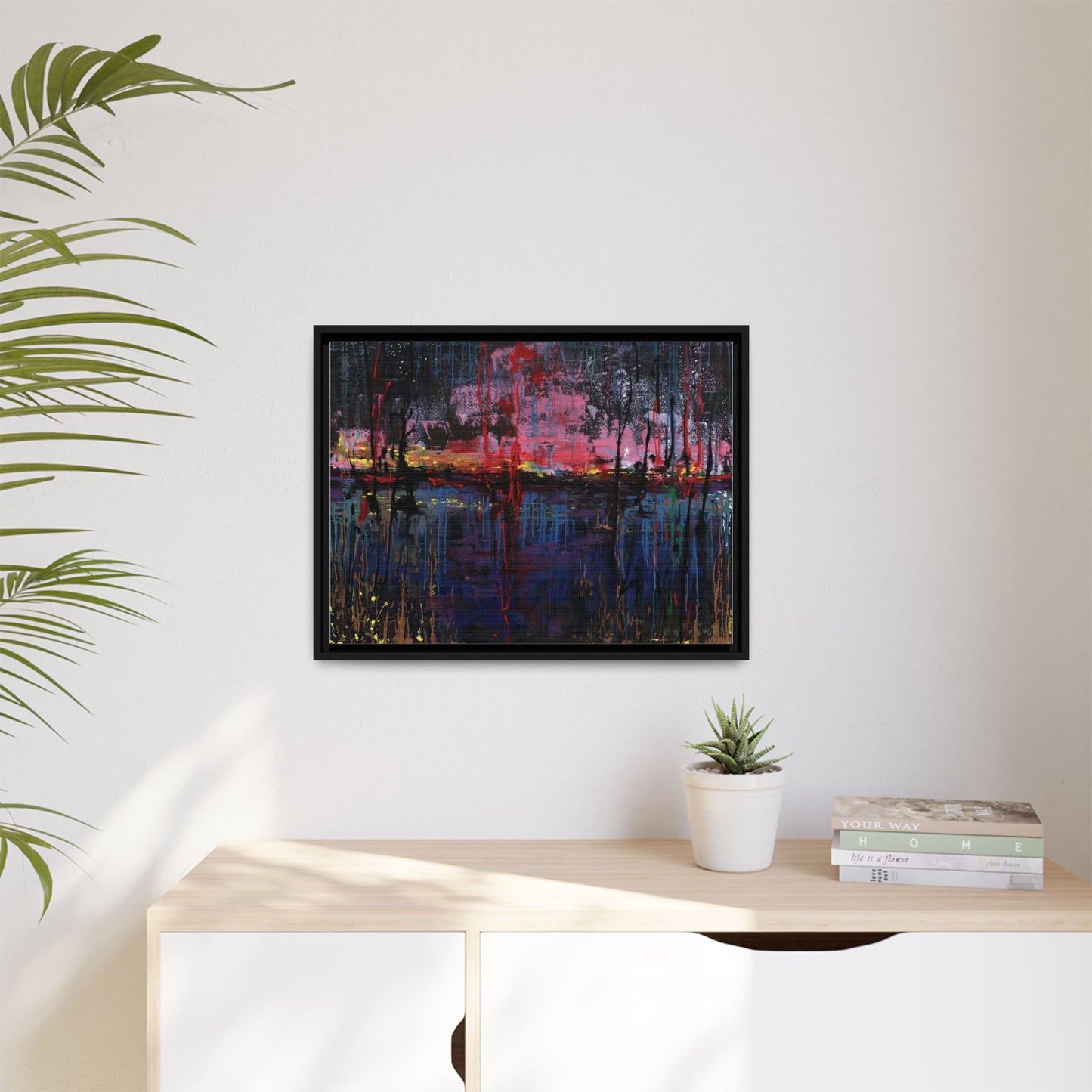Abstract Sunset Landscape Matte Canvas Framed Art