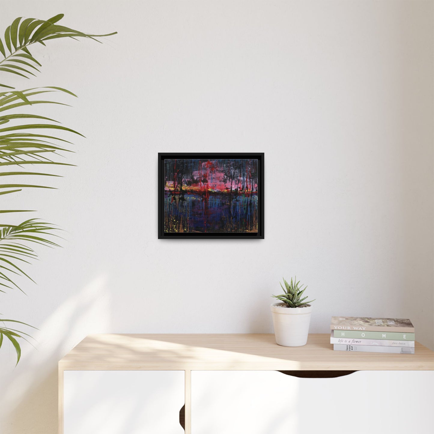 Abstract Sunset Landscape Matte Canvas Framed Art