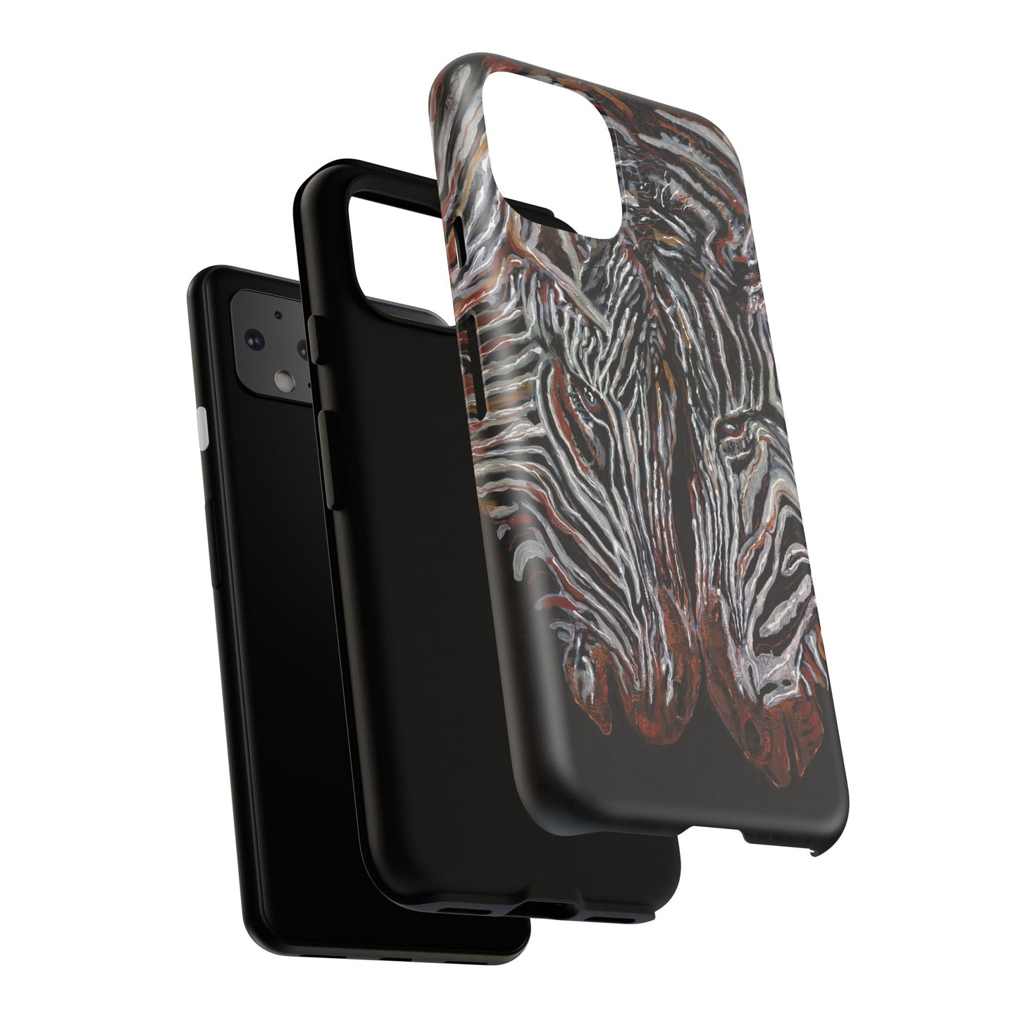 Artistic Zebra Phone Case Twin Zebra Image- Tough Protection for Wildlife Lovers