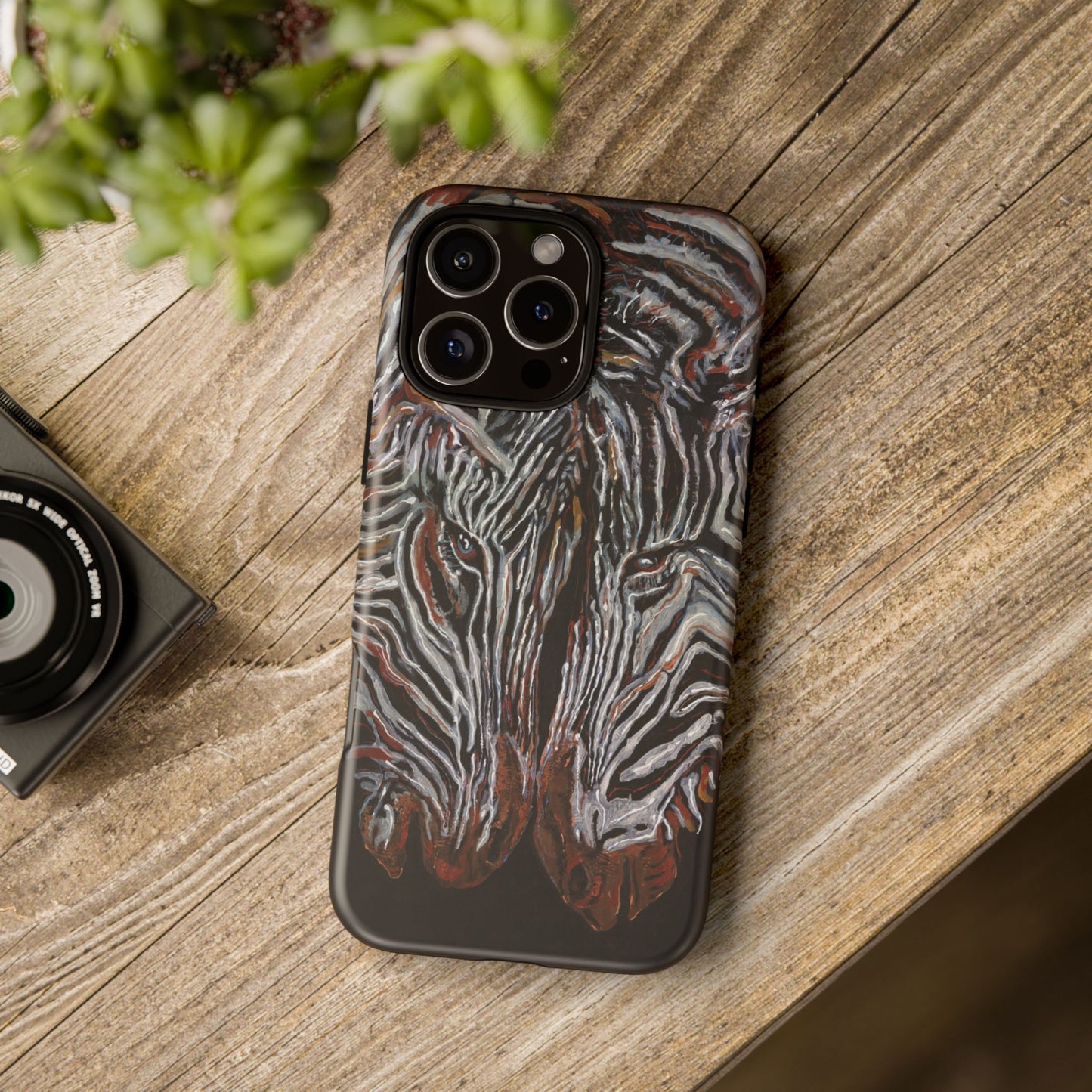 Artistic Zebra Phone Case Twin Zebra Image- Tough Protection for Wildlife Lovers
