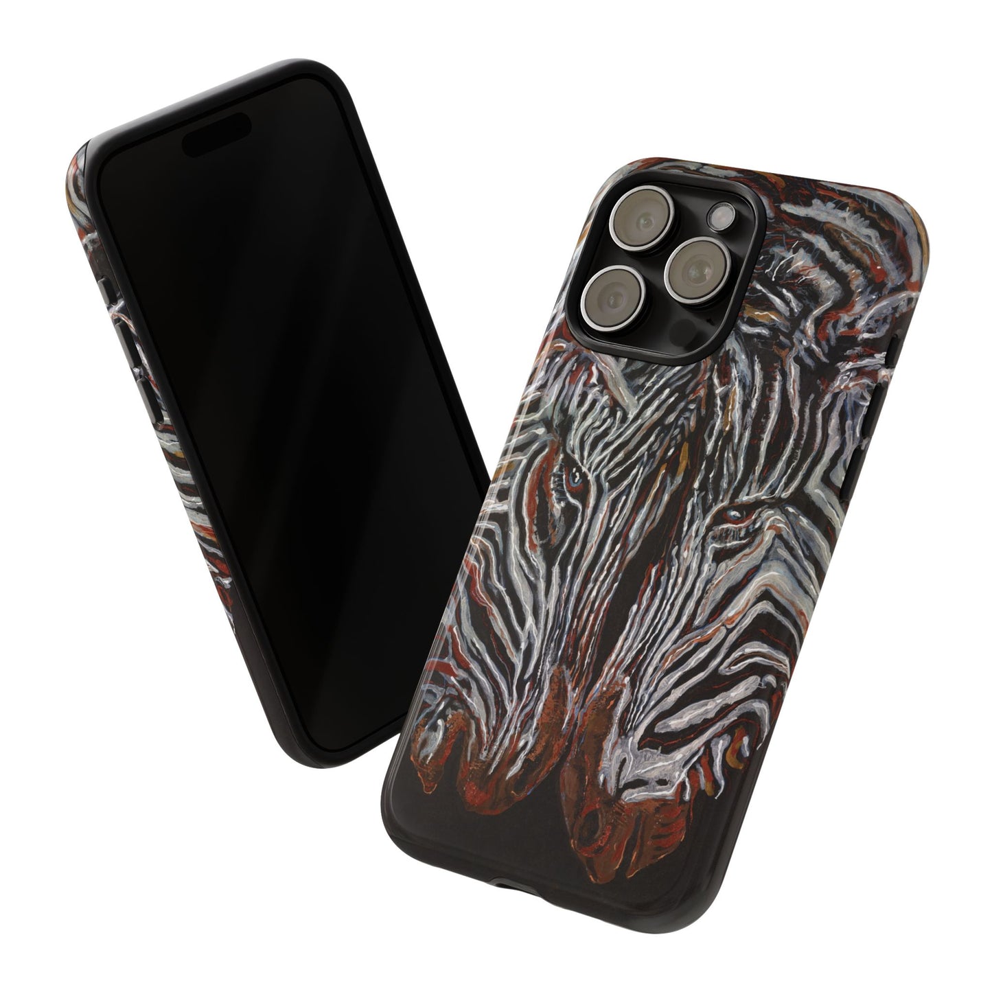 Artistic Zebra Phone Case Twin Zebra Image- Tough Protection for Wildlife Lovers