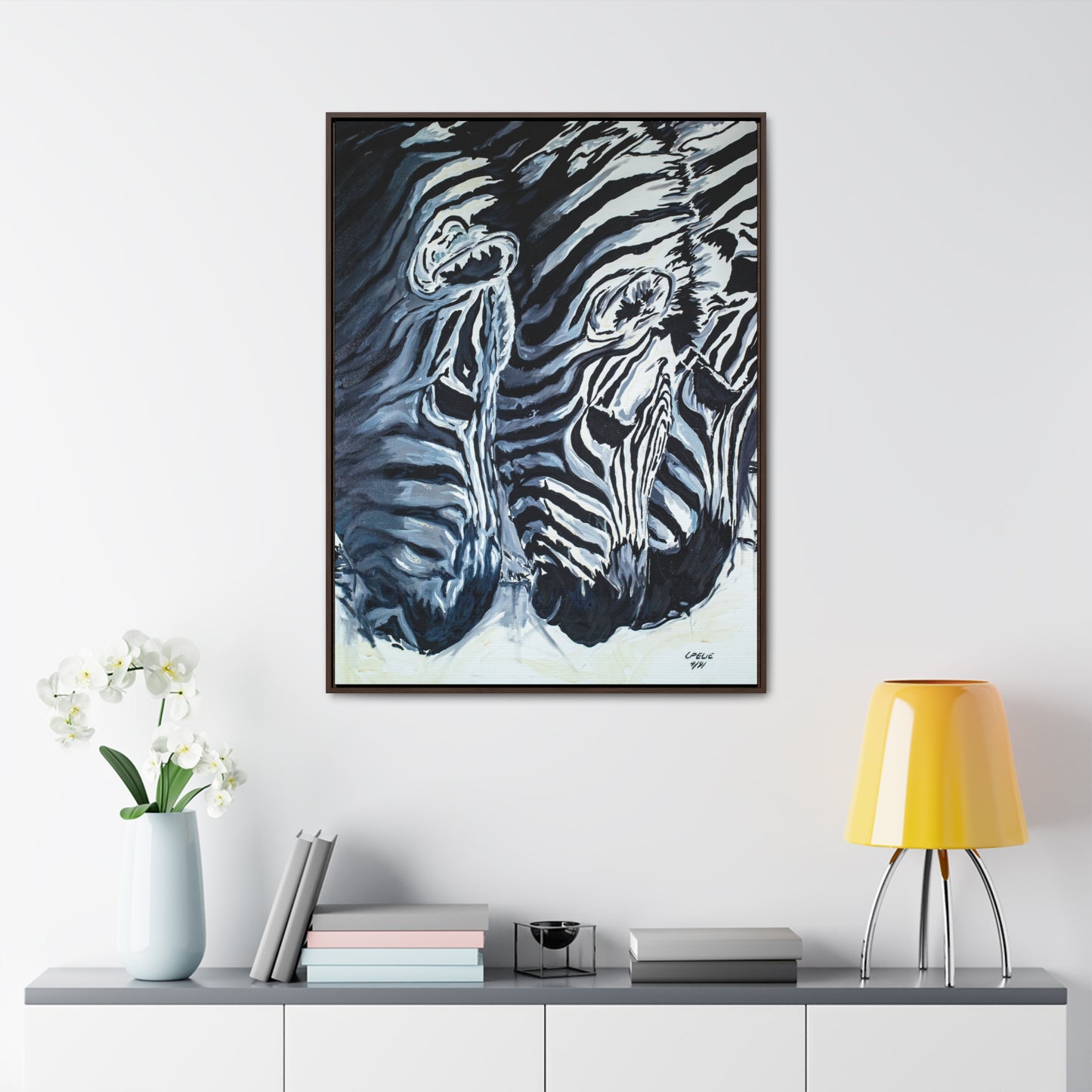 The Baby Zebras - Framed Canvas Print