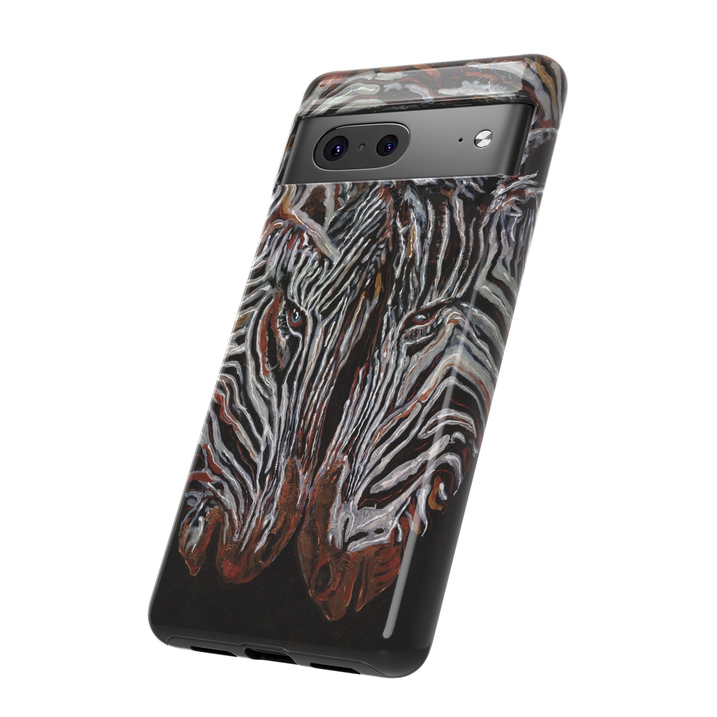 Artistic Zebra Phone Case Twin Zebra Image- Tough Protection for Wildlife Lovers