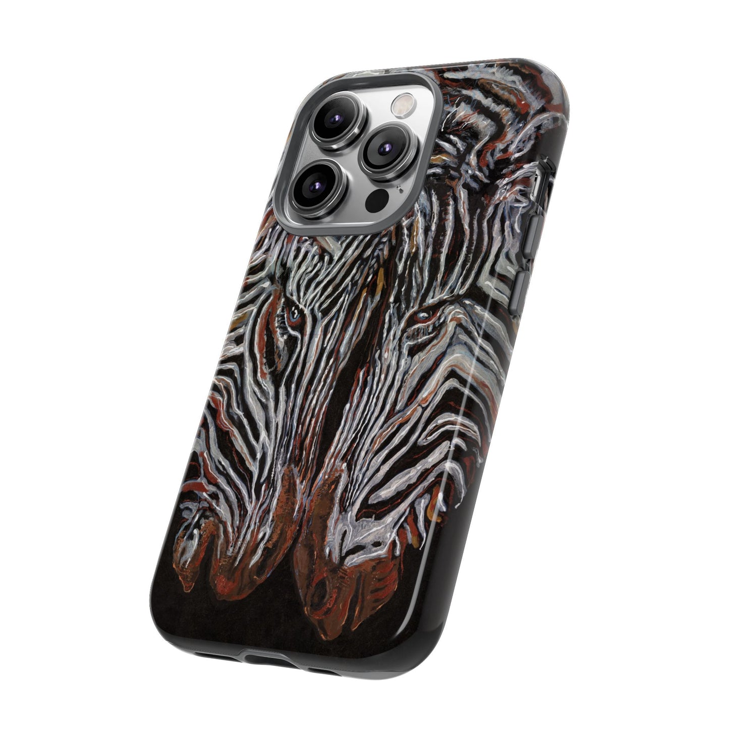 Artistic Zebra Phone Case Twin Zebra Image- Tough Protection for Wildlife Lovers