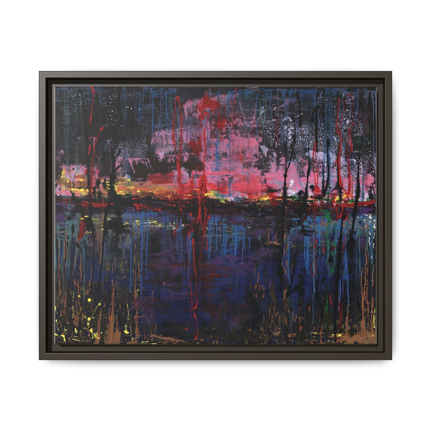 Abstract Sunset Landscape Matte Canvas Framed Art