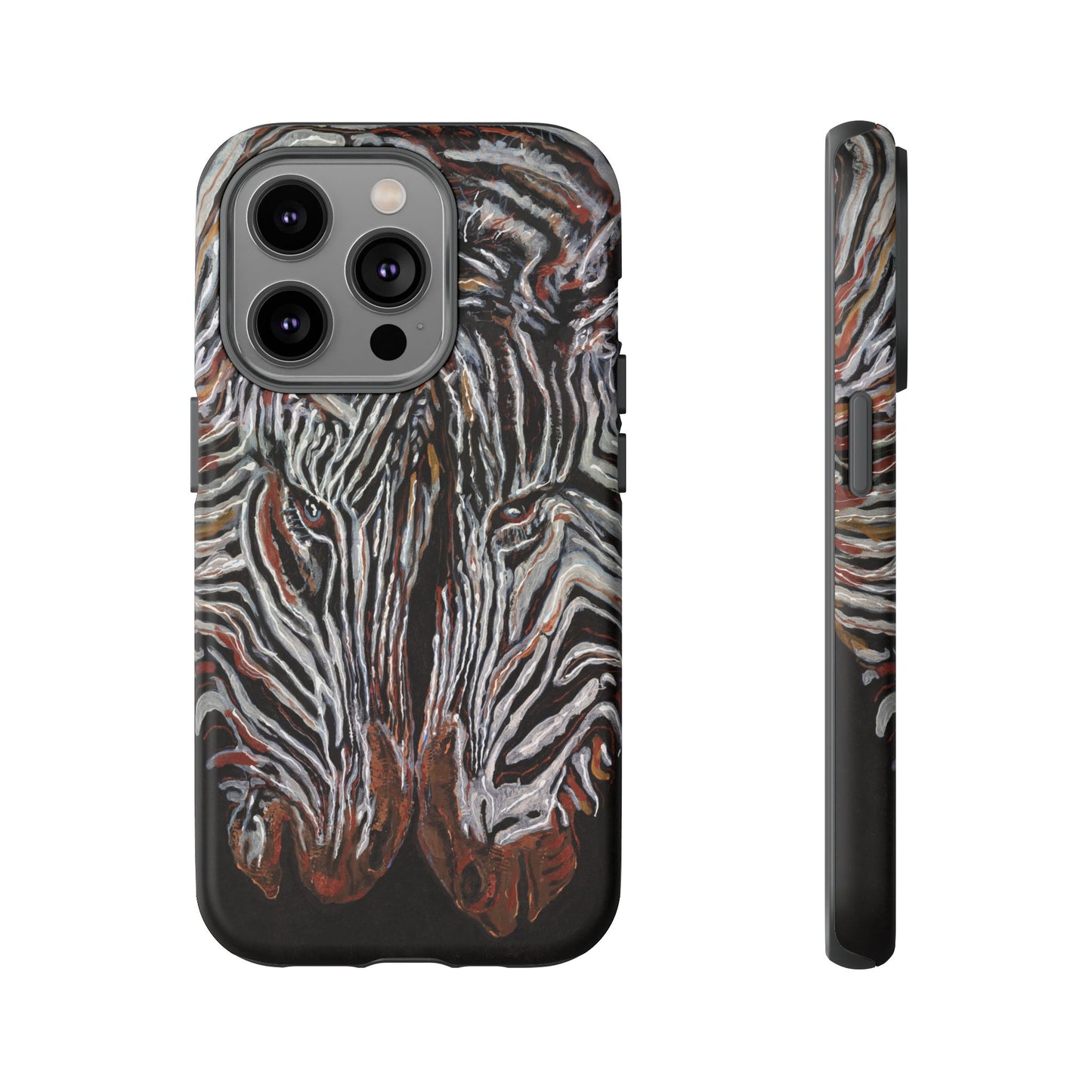 Artistic Zebra Phone Case Twin Zebra Image- Tough Protection for Wildlife Lovers