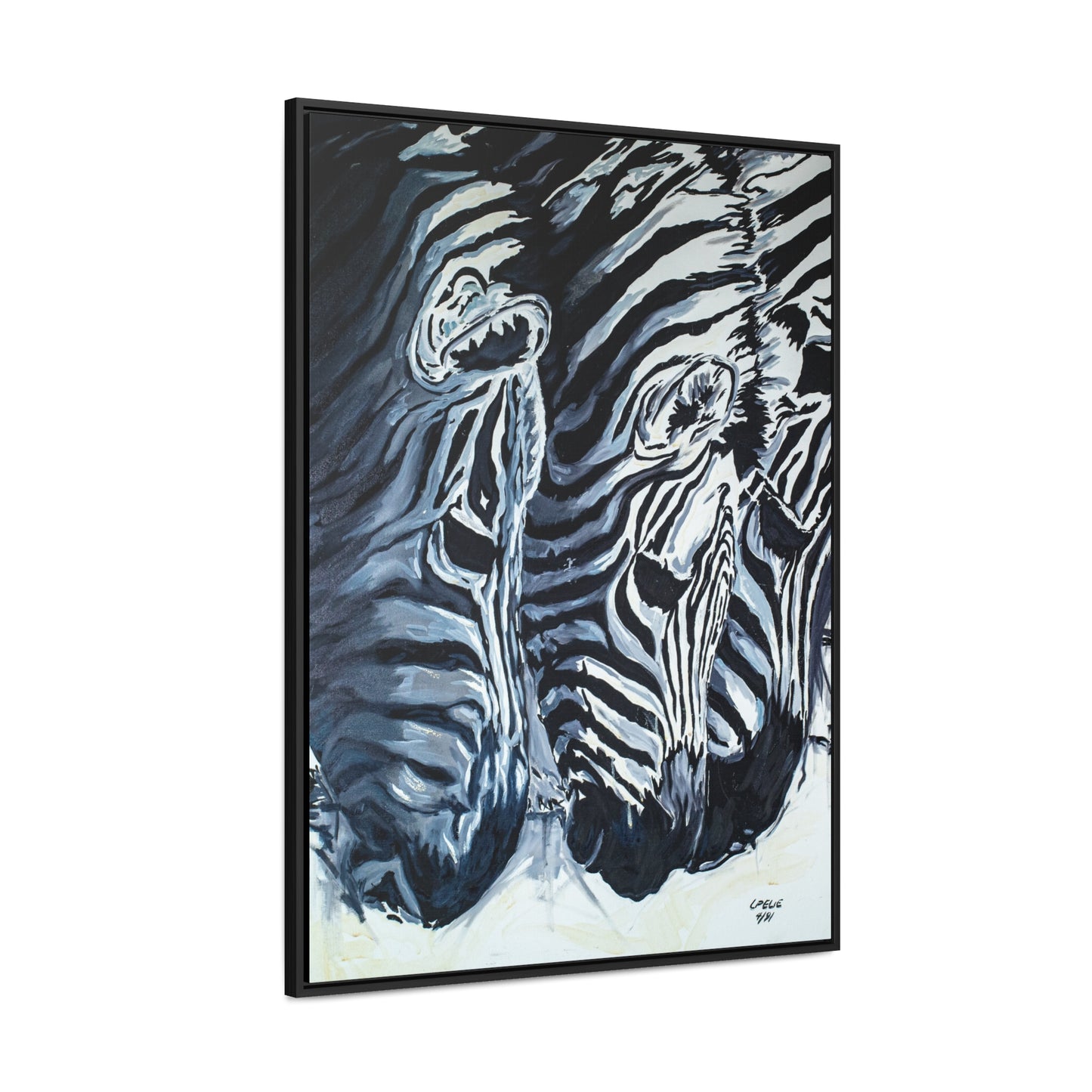 The Baby Zebras - Framed Canvas Print