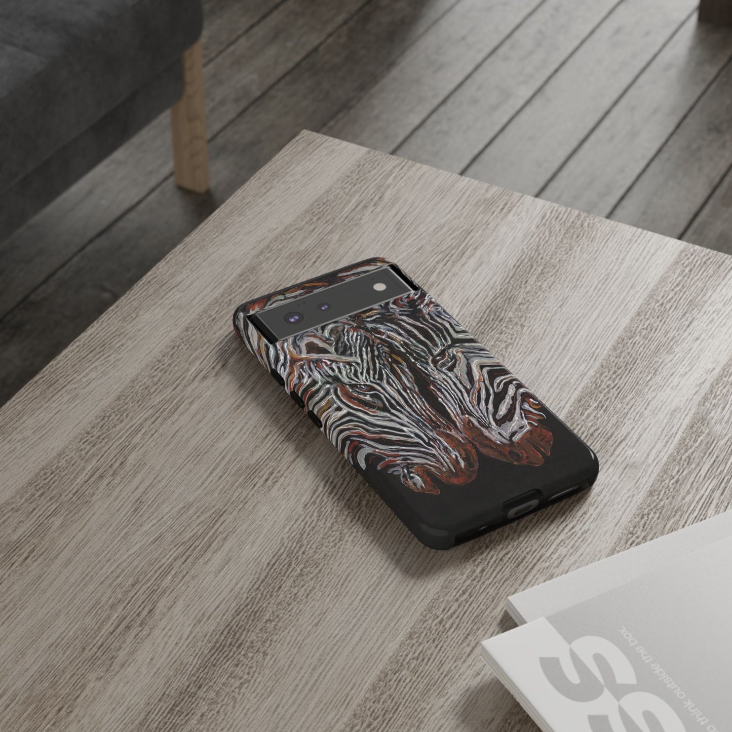 Artistic Zebra Phone Case Twin Zebra Image- Tough Protection for Wildlife Lovers