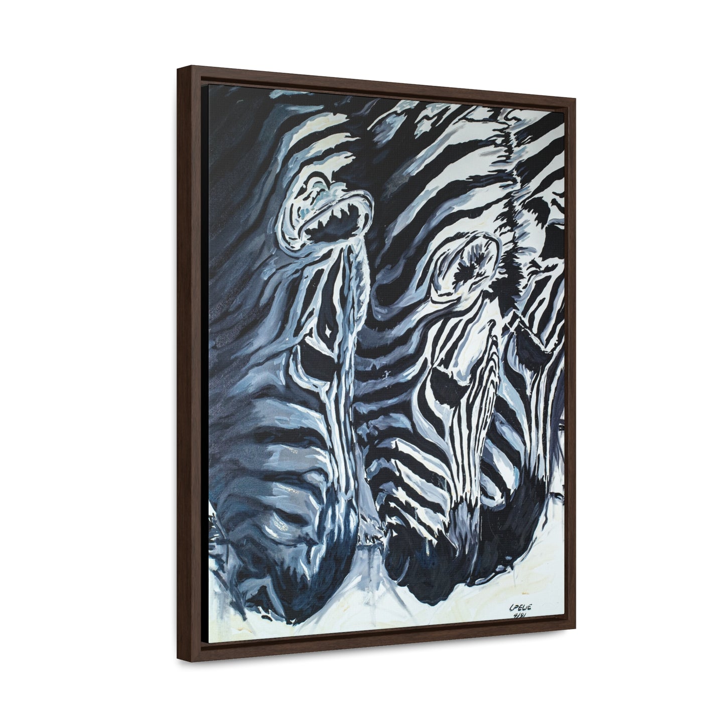 The Baby Zebras - Framed Canvas Print