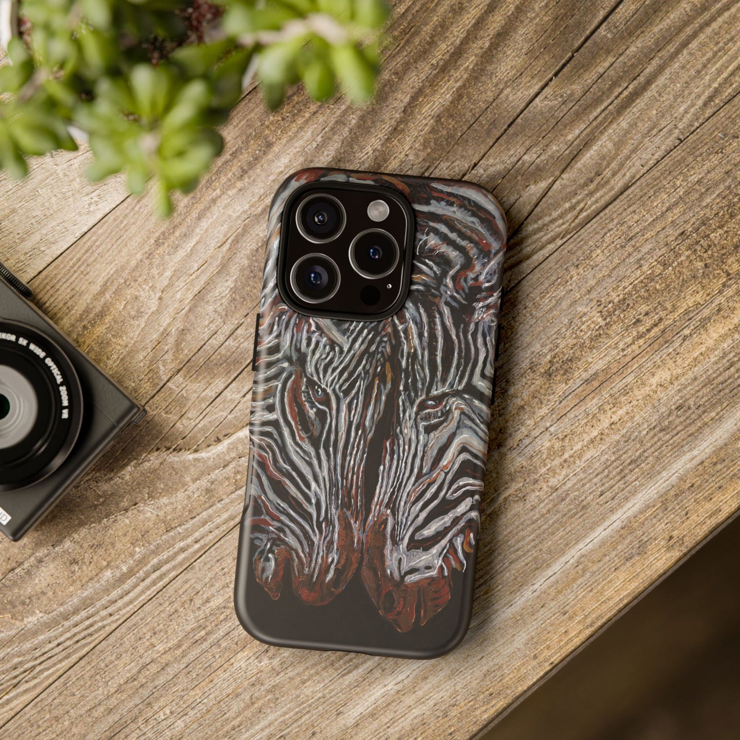 Artistic Zebra Phone Case Twin Zebra Image- Tough Protection for Wildlife Lovers