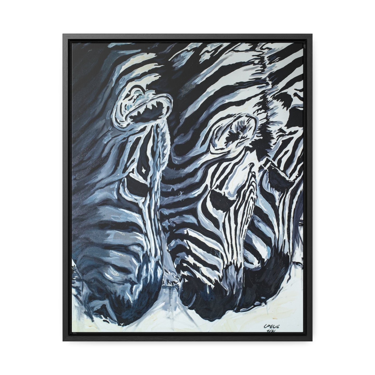 The Baby Zebras - Framed Canvas Print