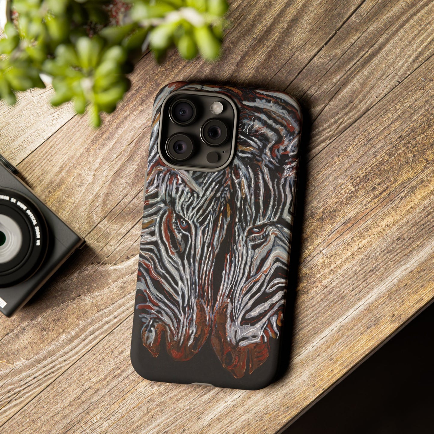 Artistic Zebra Phone Case Twin Zebra Image- Tough Protection for Wildlife Lovers