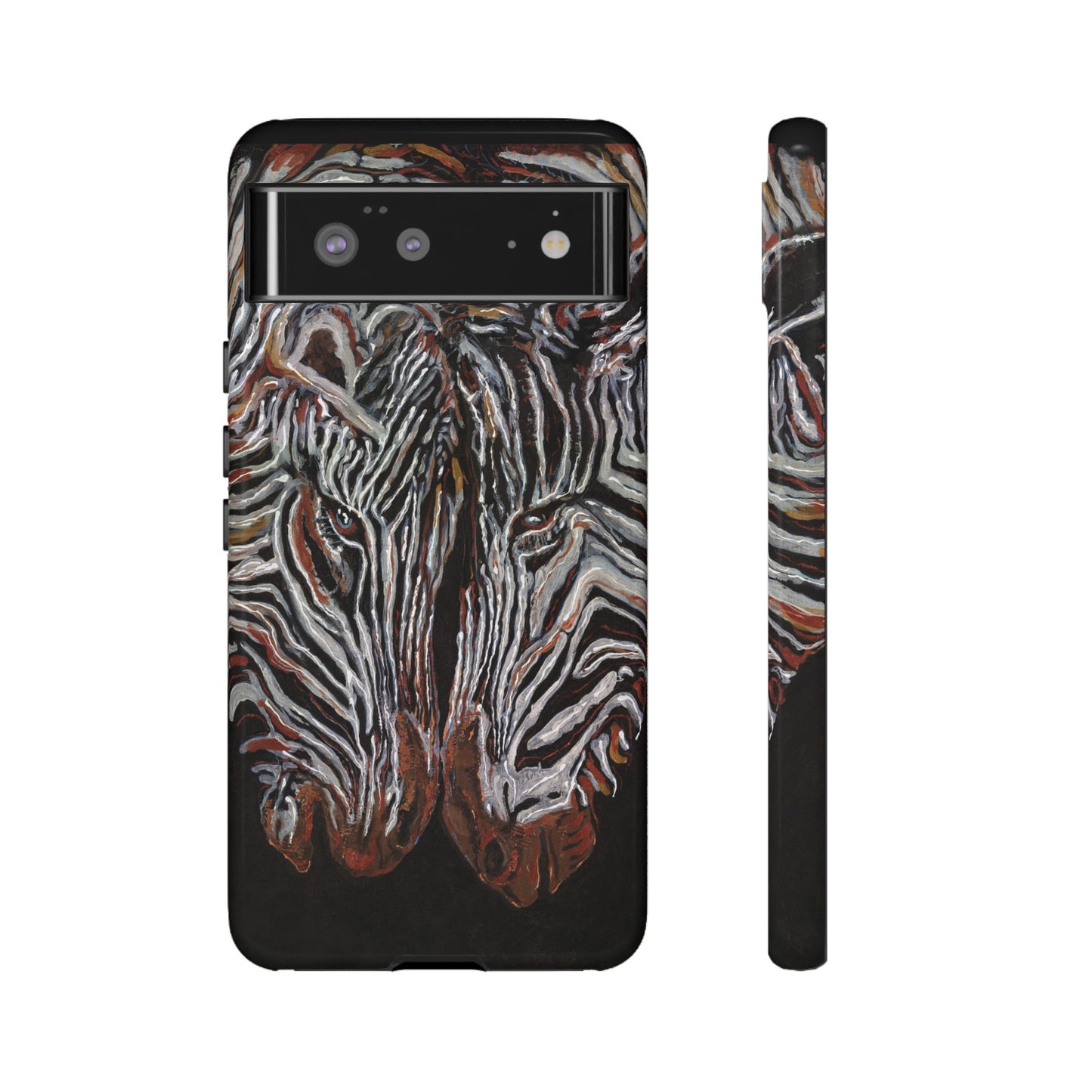 Artistic Zebra Phone Case Twin Zebra Image- Tough Protection for Wildlife Lovers