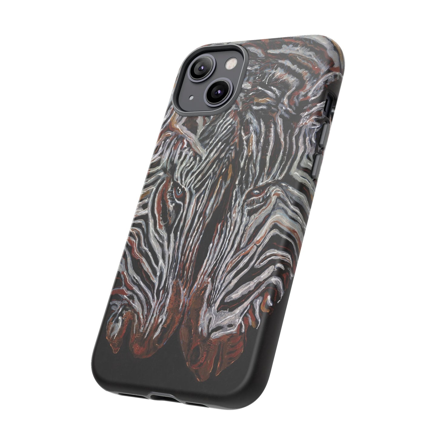 Artistic Zebra Phone Case Twin Zebra Image- Tough Protection for Wildlife Lovers