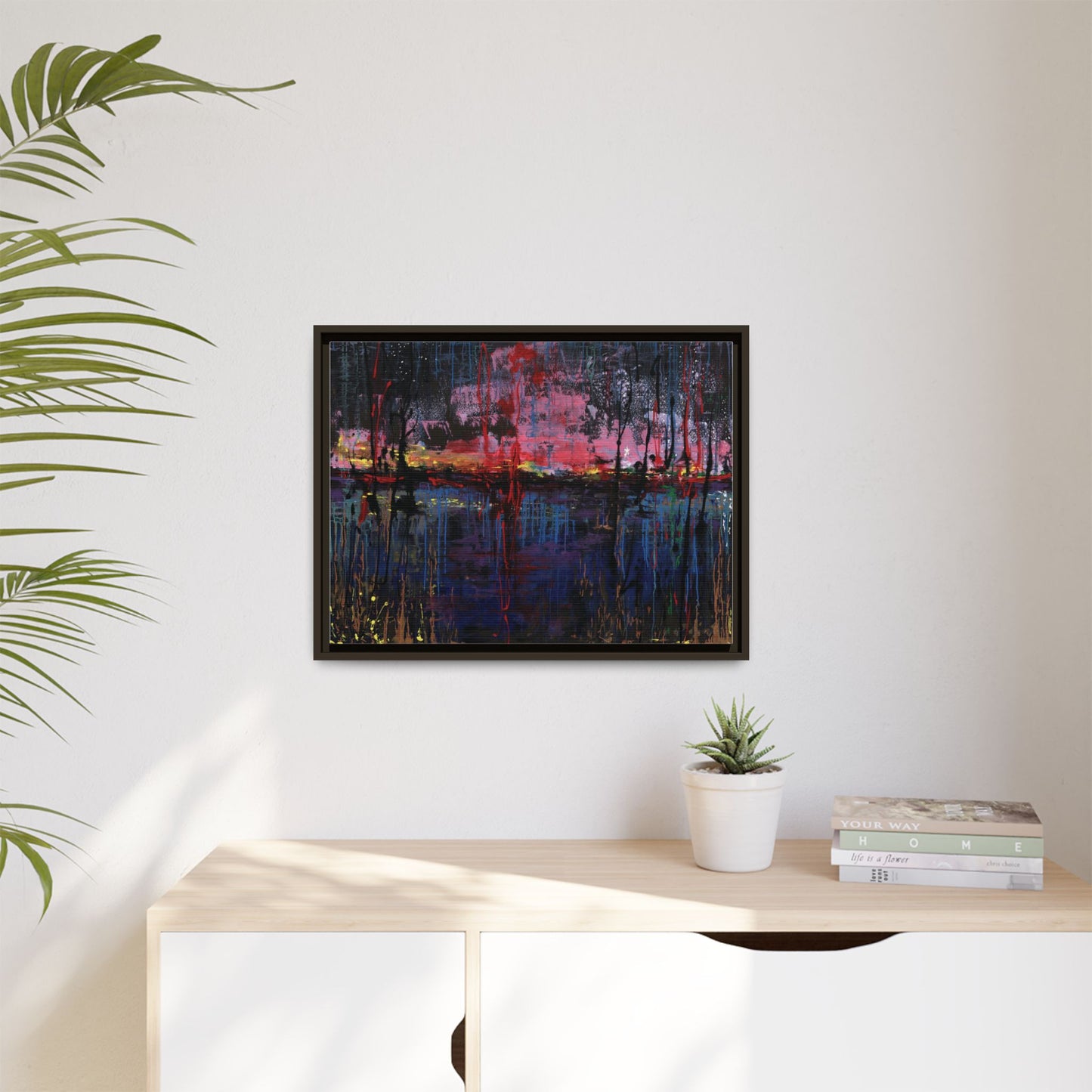 Abstract Sunset Landscape Matte Canvas Framed Art