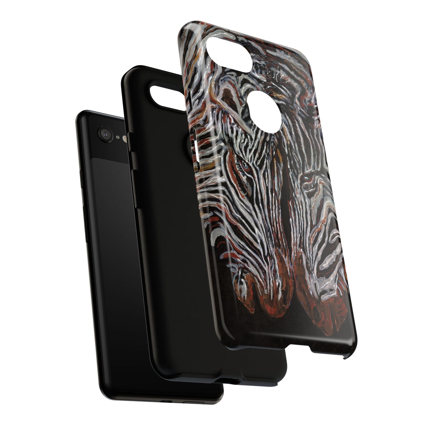 Artistic Zebra Phone Case Twin Zebra Image- Tough Protection for Wildlife Lovers