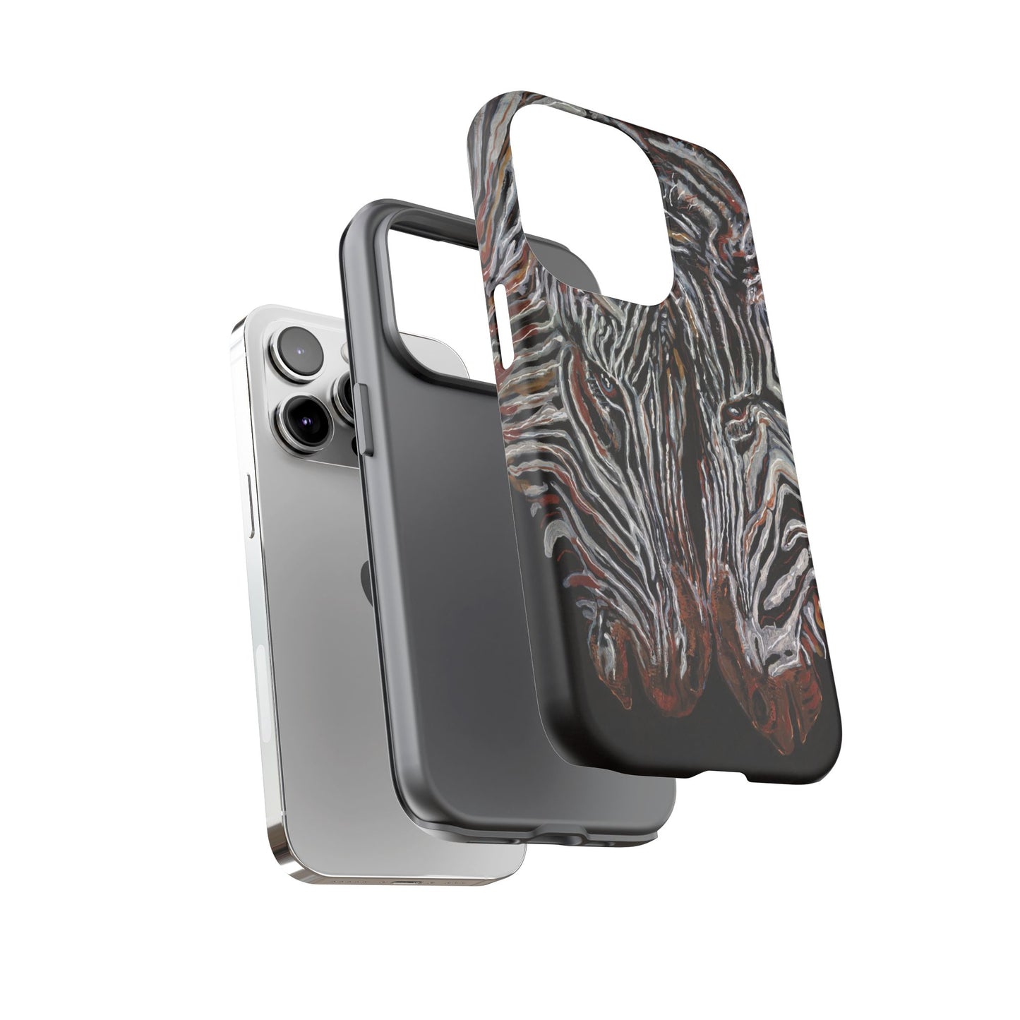 Artistic Zebra Phone Case Twin Zebra Image- Tough Protection for Wildlife Lovers