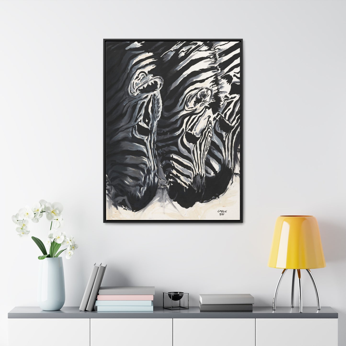 The Baby Zebras - Framed Canvas Print