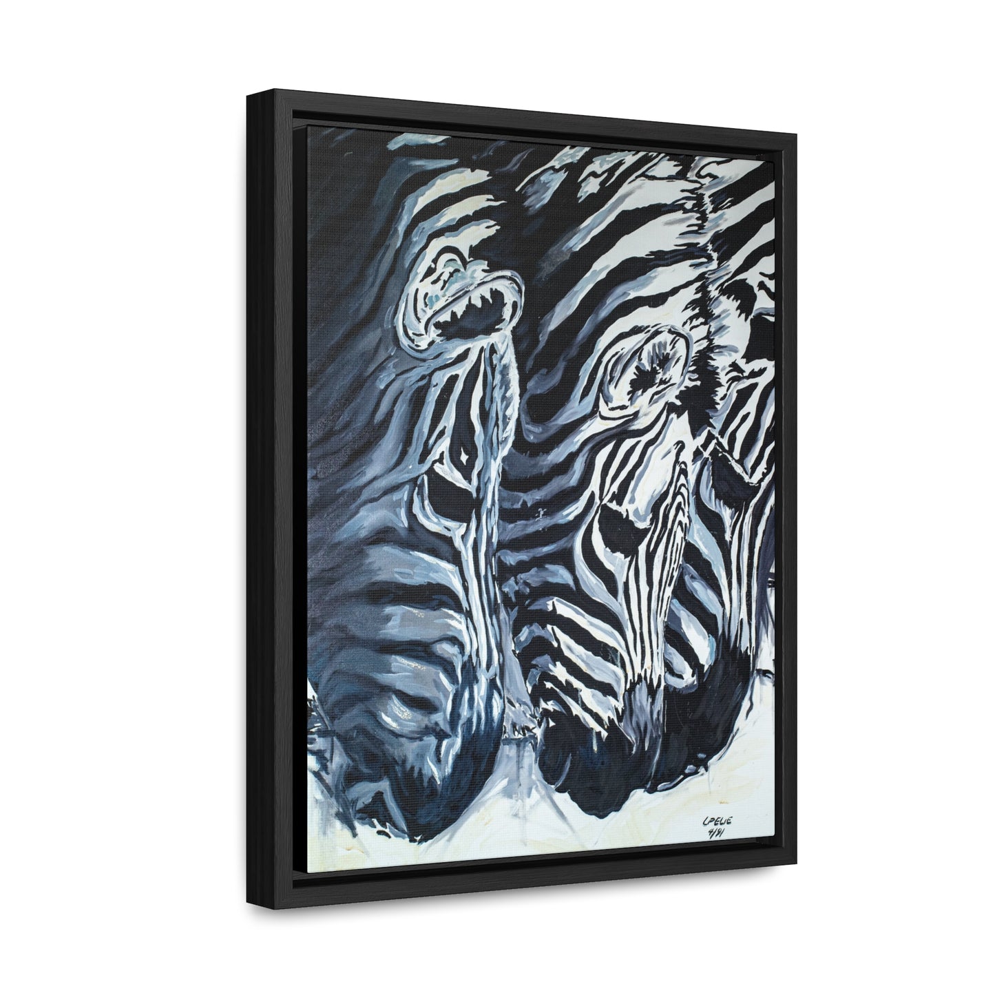 The Baby Zebras - Framed Canvas Print