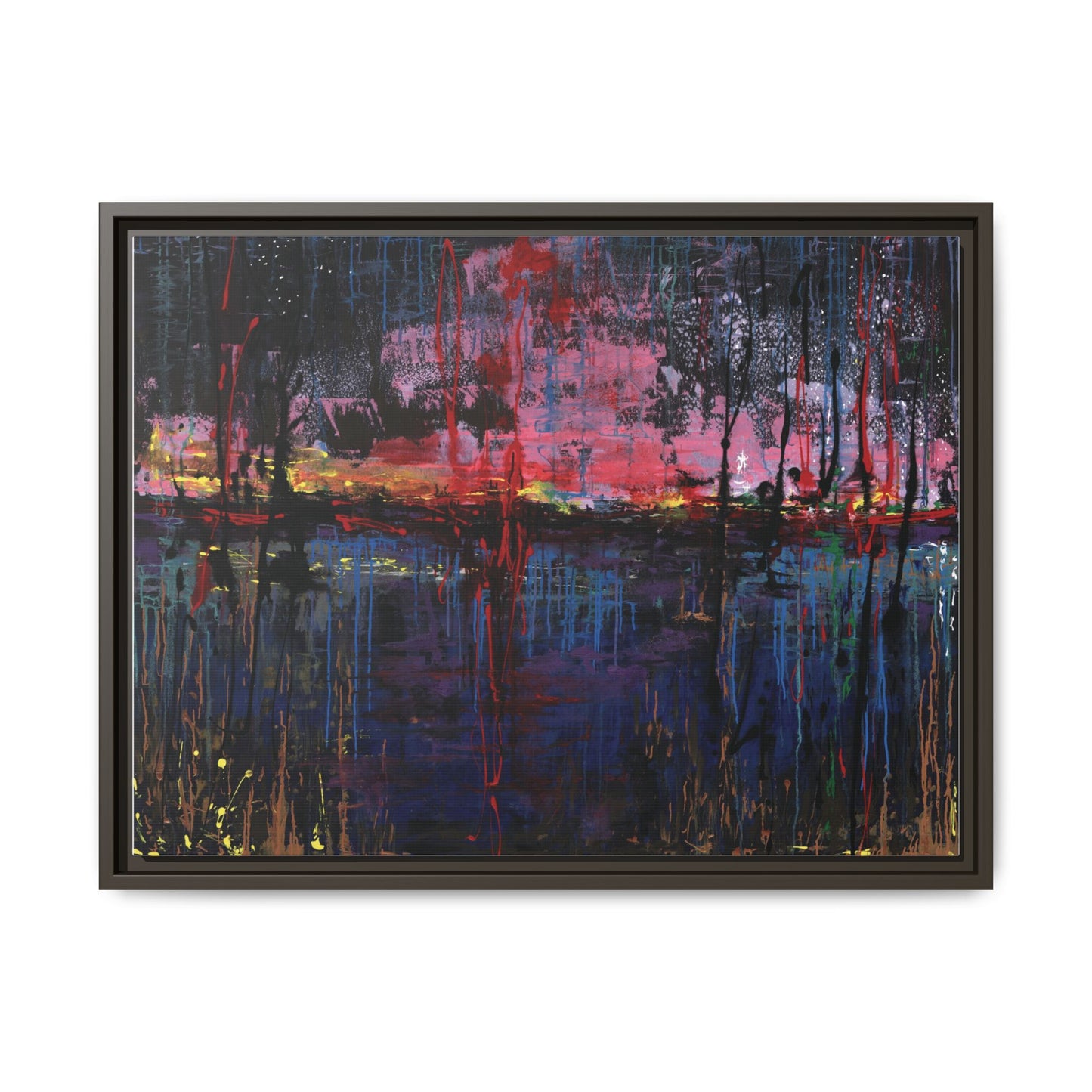 Abstract Sunset Landscape Matte Canvas Framed Art