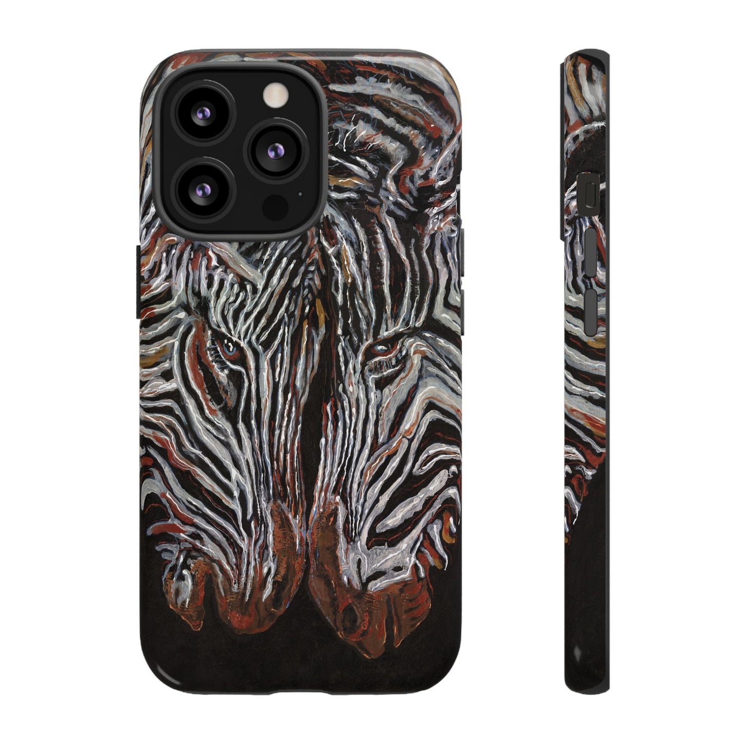 Artistic Zebra Phone Case Twin Zebra Image- Tough Protection for Wildlife Lovers
