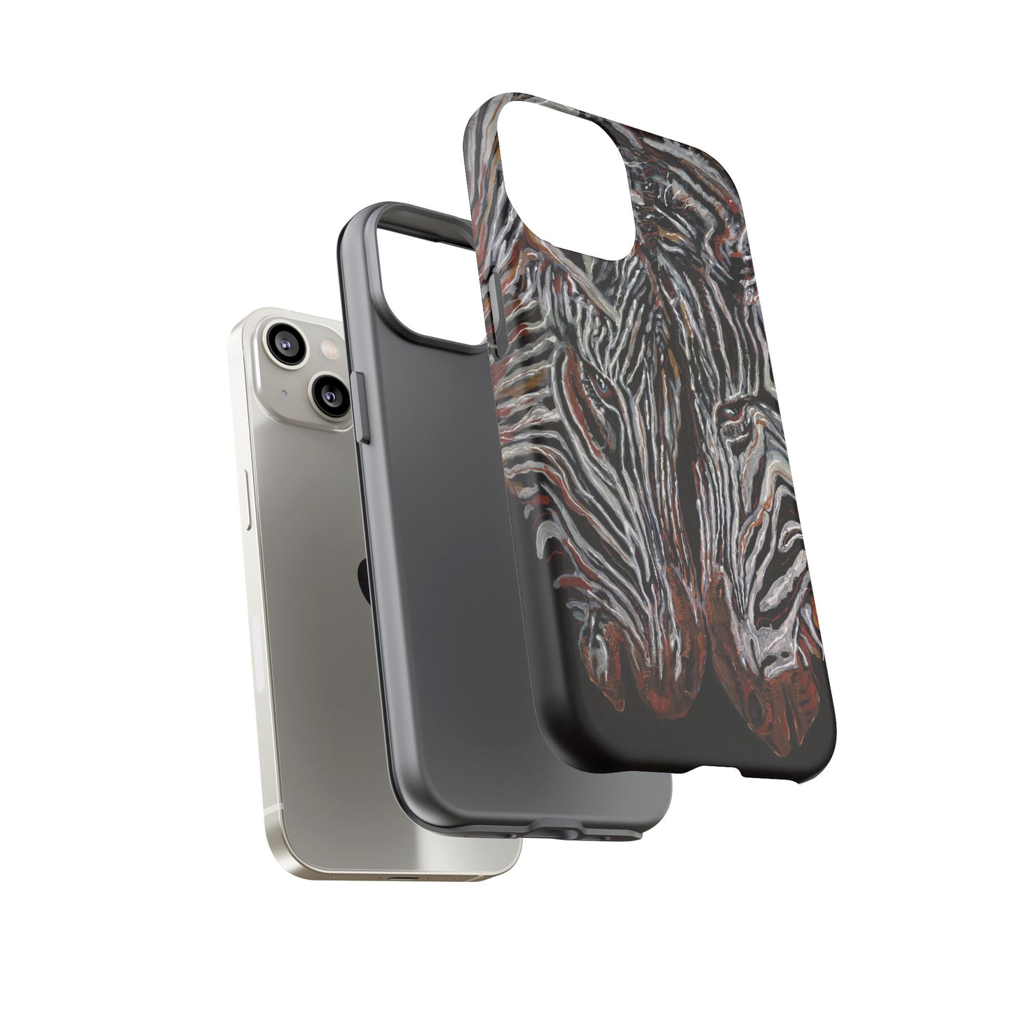 Artistic Zebra Phone Case Twin Zebra Image- Tough Protection for Wildlife Lovers
